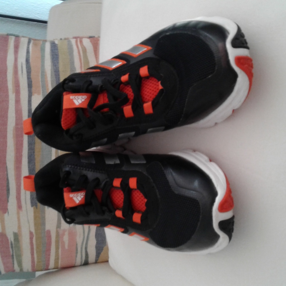 Unisex Adidas Black, Orange and Silver Sneakers